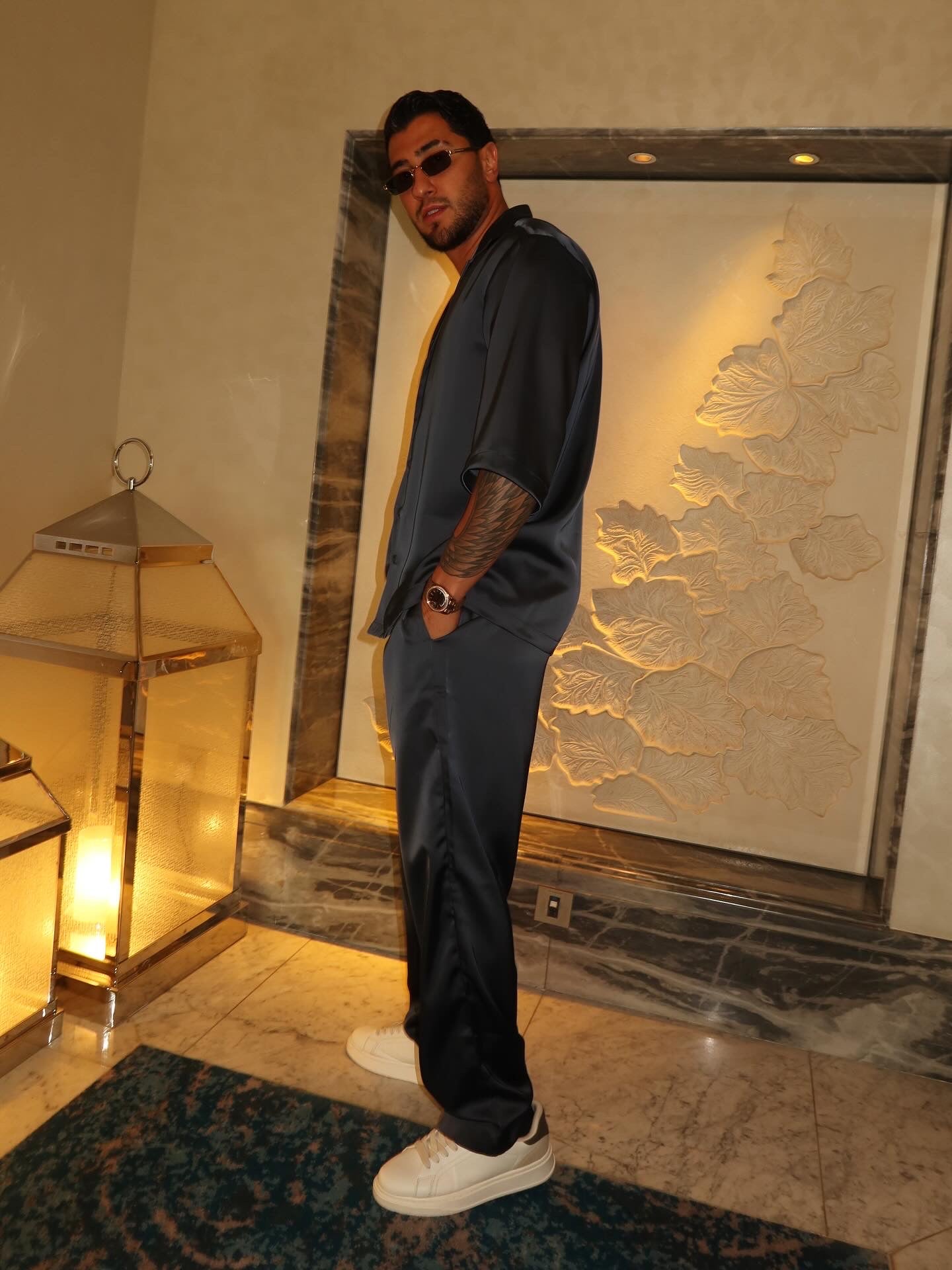 dark blue silk set