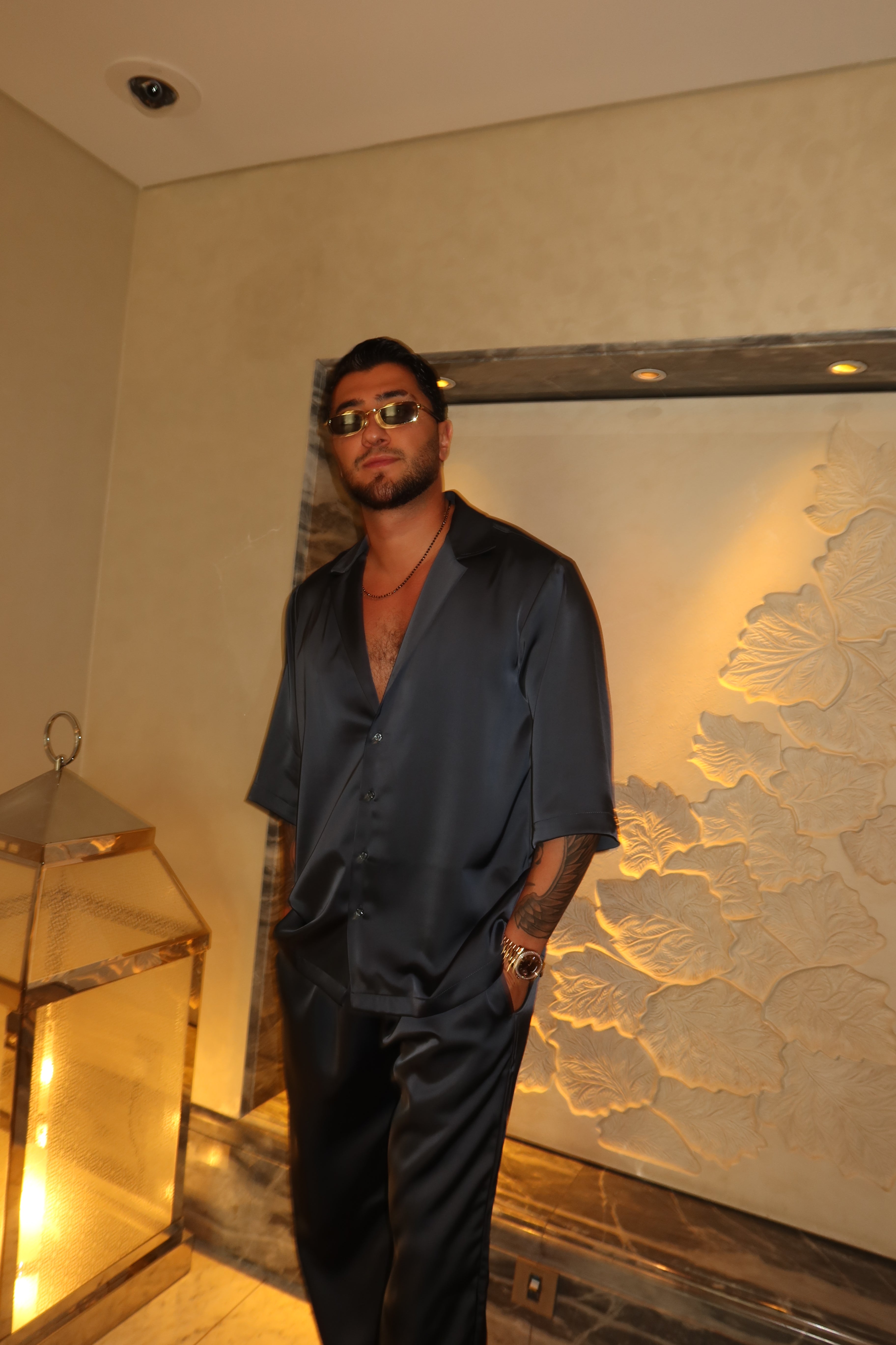 dark blue silk set