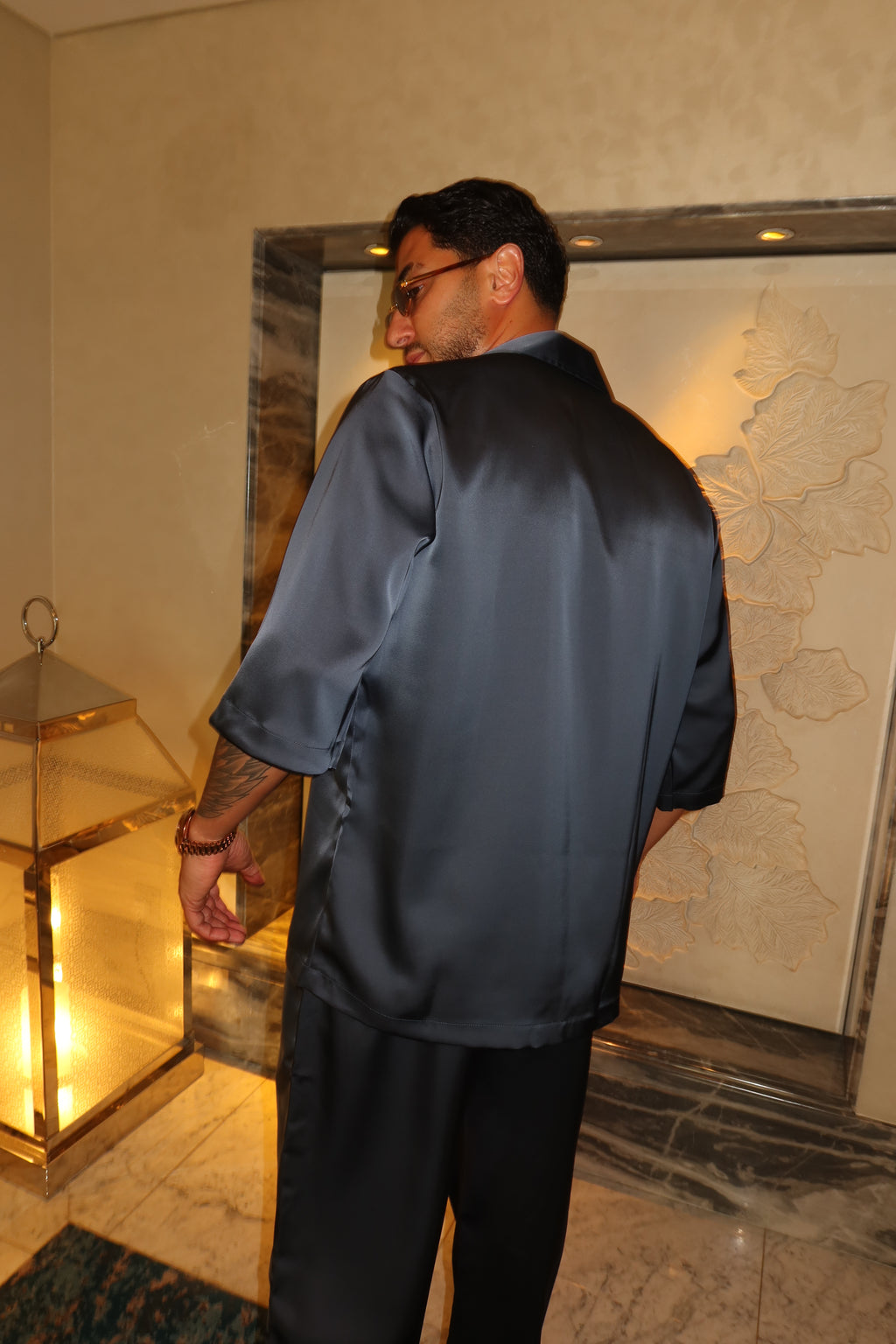 dark blue silk set
