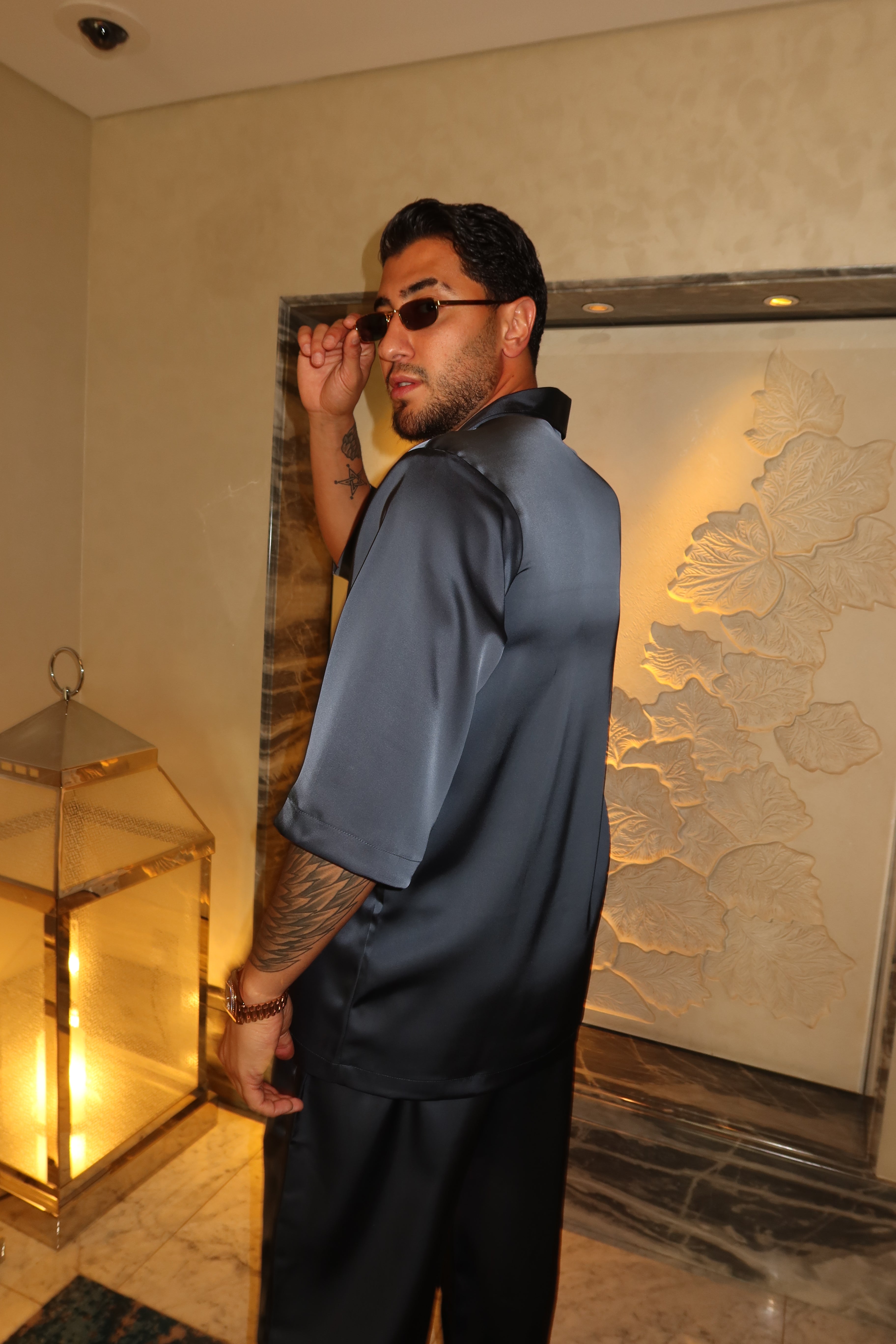dark blue silk set
