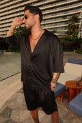 Black silk set with shorts