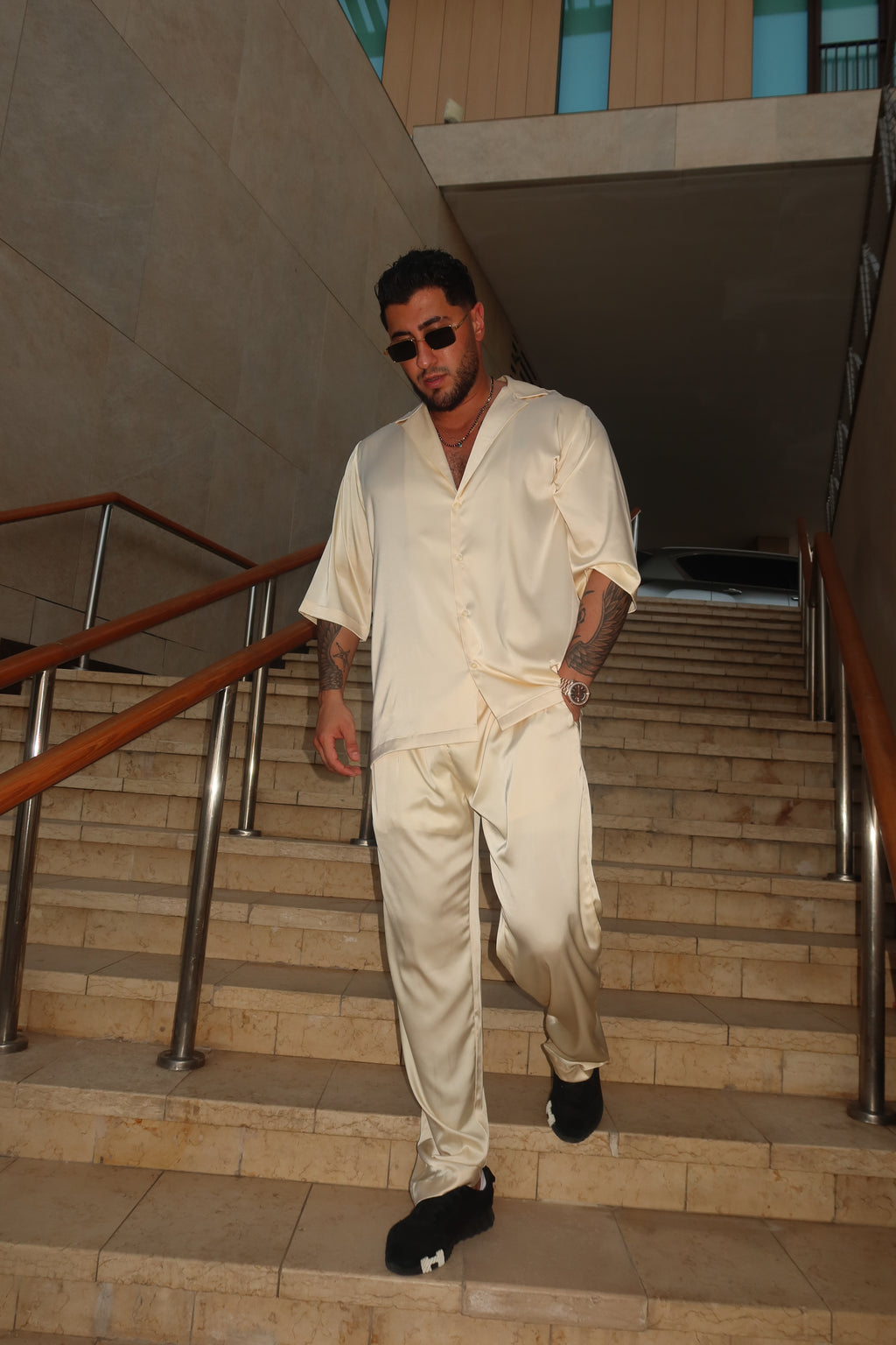 Cream silk set