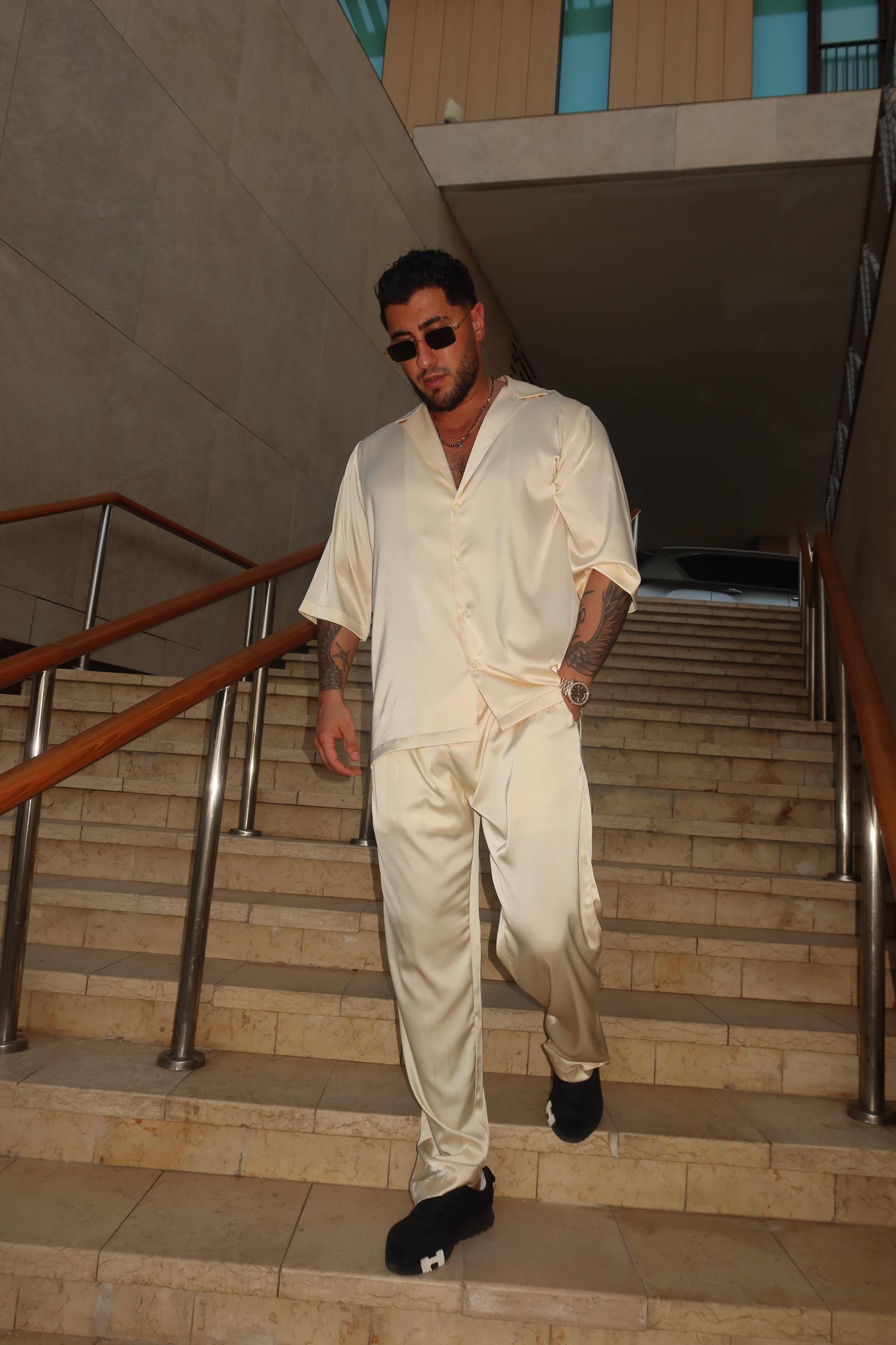 Cream silk set