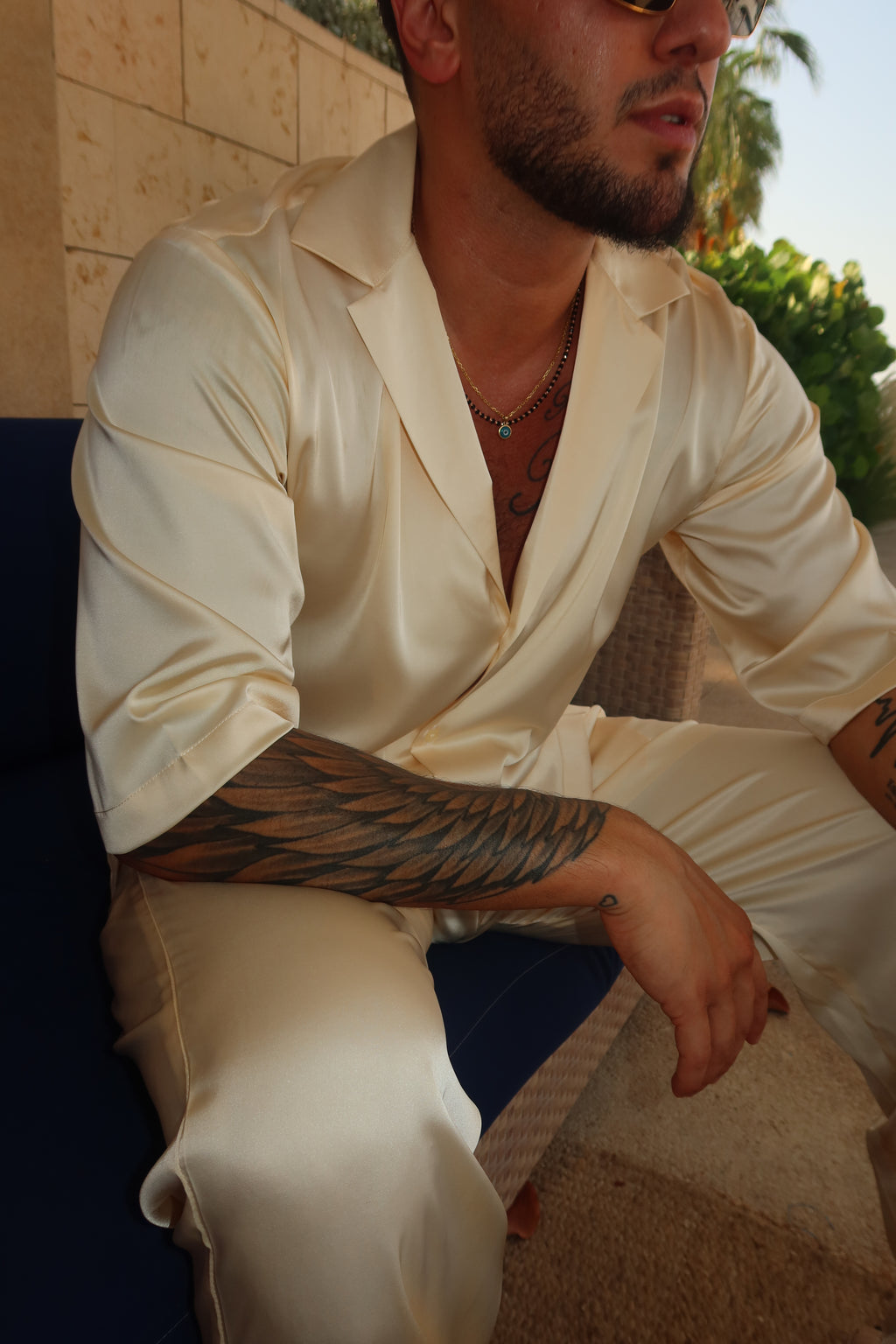 Cream silk set