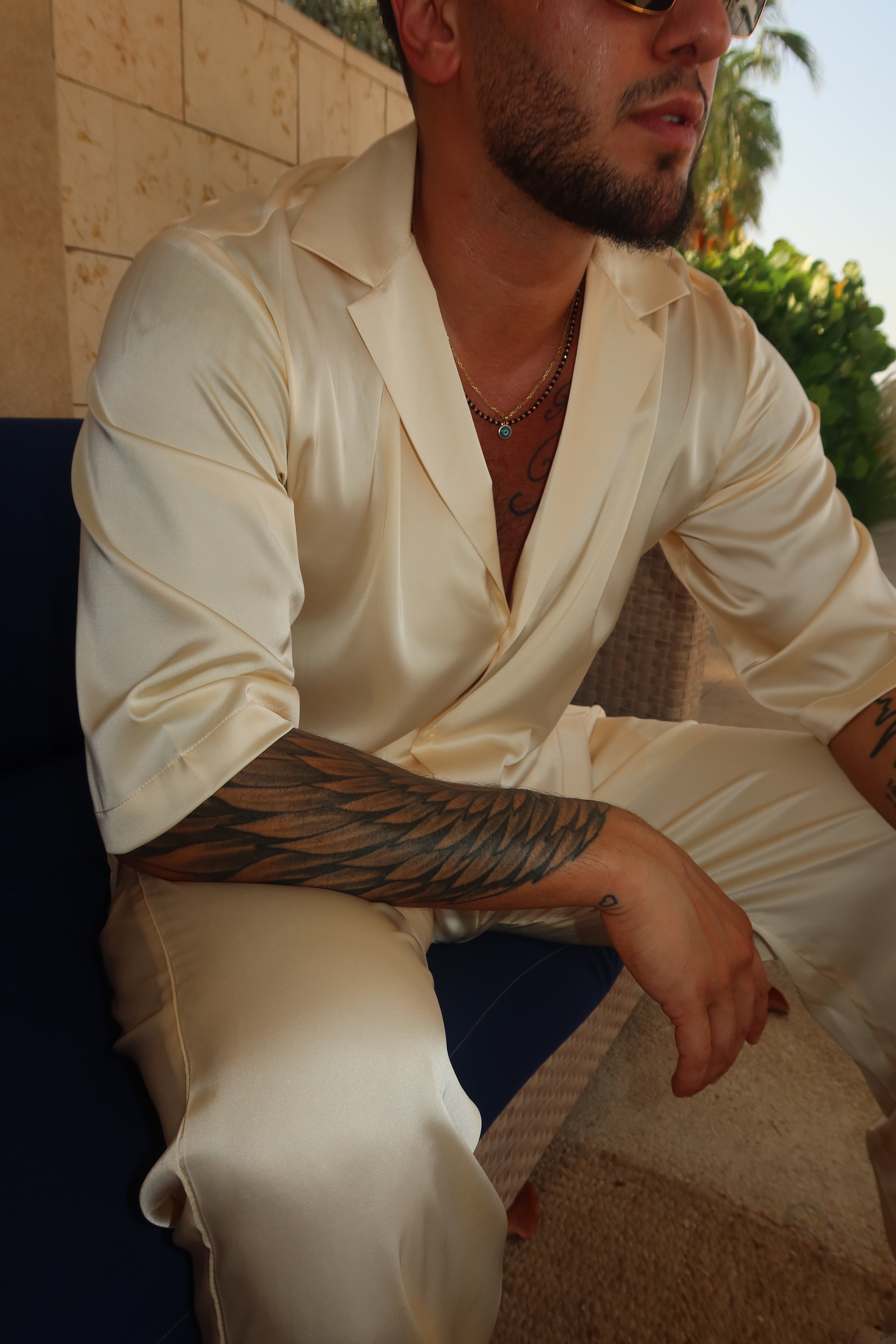 Cream silk set
