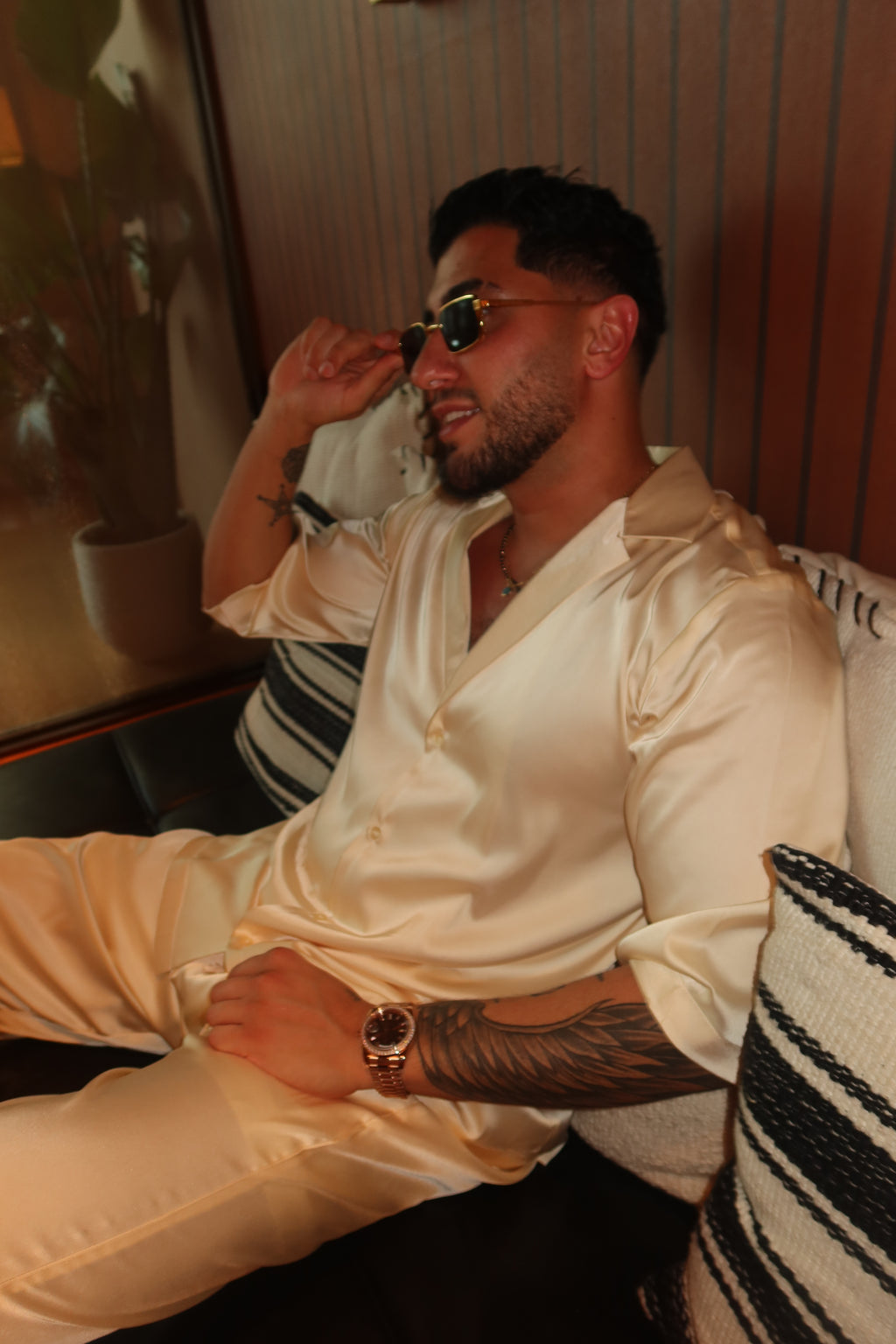 Cream silk set